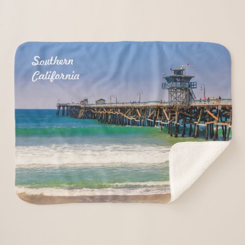 Southern California beach and pier in San Clemente Sherpa Blanket