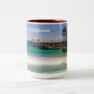 Southern California beach and pier in San Clemente Two-Tone Coffee Mug