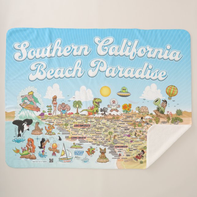 Southern California Beach Paradise Fleece Blanket (Front (Horizontal))