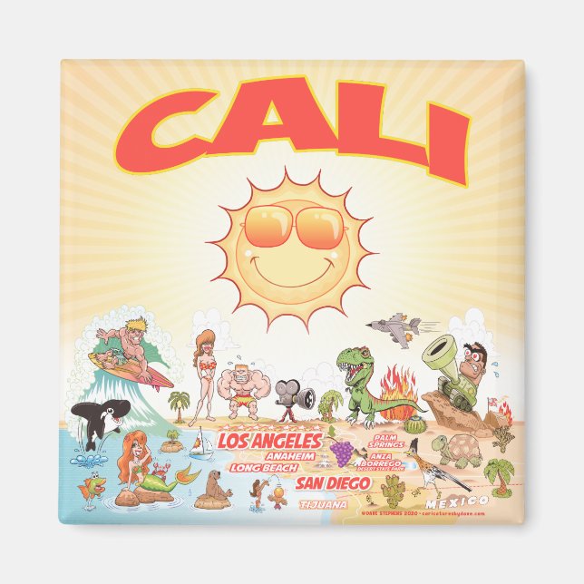 Southern California Cali Cartoon Magnet (Front)