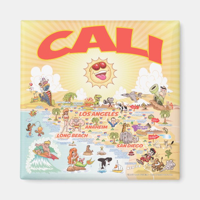 Southern California Cali Cartoon Magnet (Front)