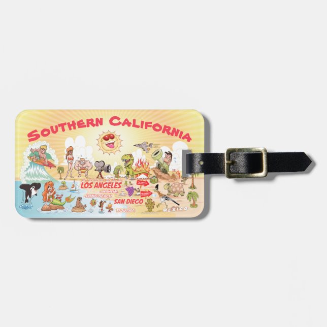 Southern California Cartoon Luggage Tag (Front Horizontal)