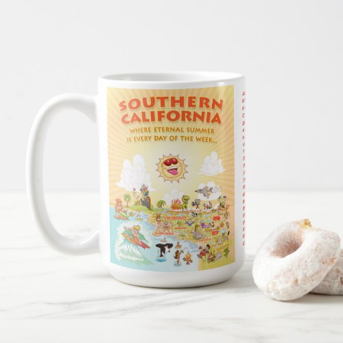 Southern California Cartoon with Cities Coffee Mug