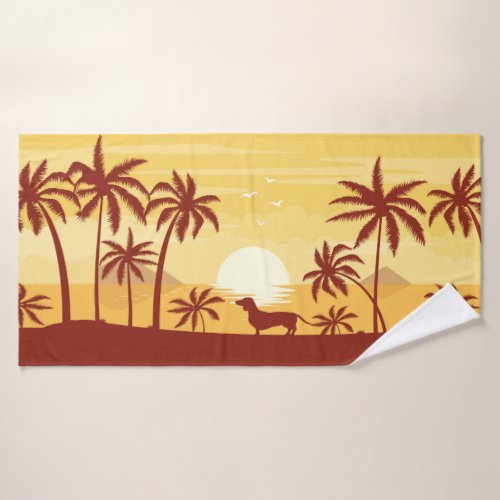 Southern California Dachshund Beach Towel Sunset