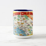 Southern California Map Mug<br><div class="desc">A fun vintage postcard map of Southern California repurposed on a mug.</div>