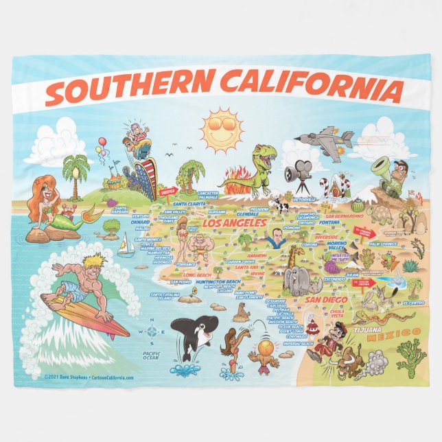 Southern California Scene Fleece Blanket (Front (Horizontal))