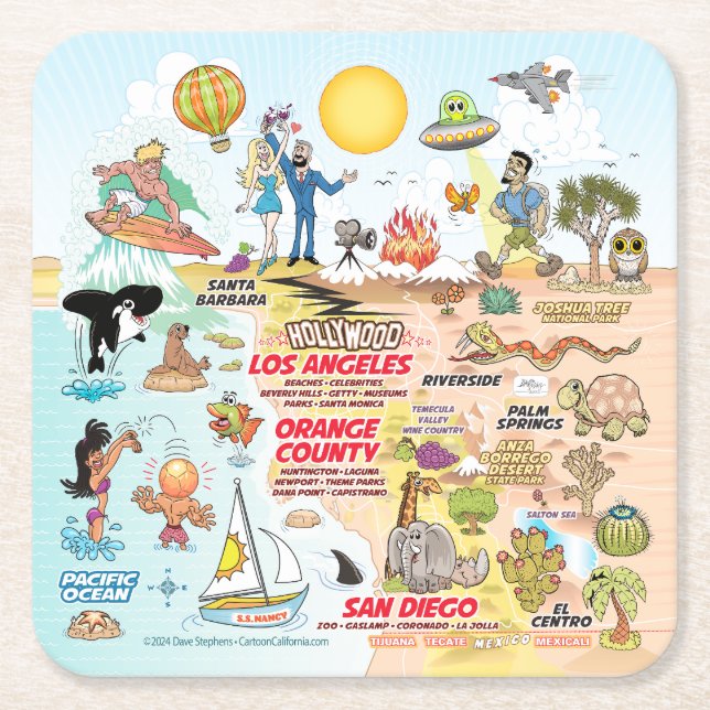 Southern California Square Paper Coaster (Front)