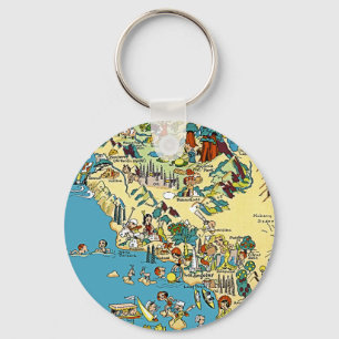Southern California Vintage Pictorial Map Keychain