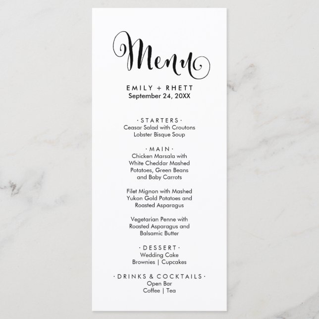 Southern Calligraphy | Floral Dinner Menu Card (Front)