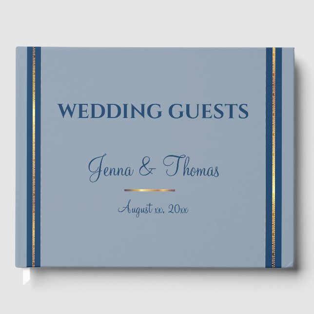 Southern Charm, Blue, Gold, Wedding Guest Book (Front)