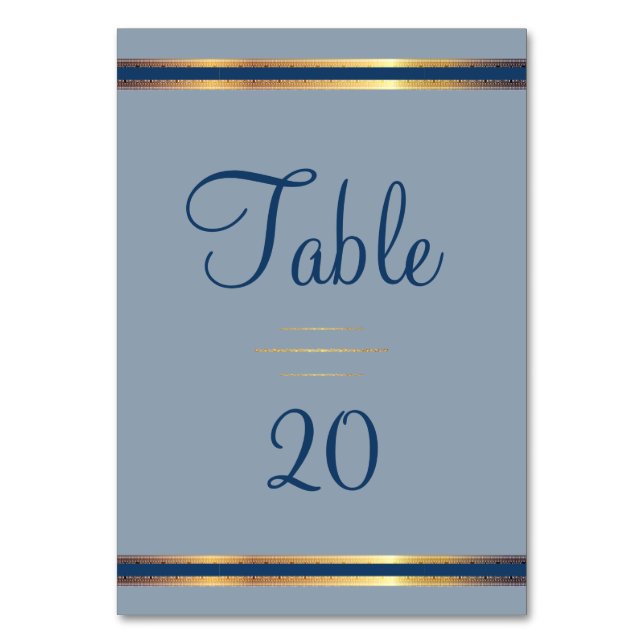 Southern Charm Dusty Blue Reception Table Number (Back)