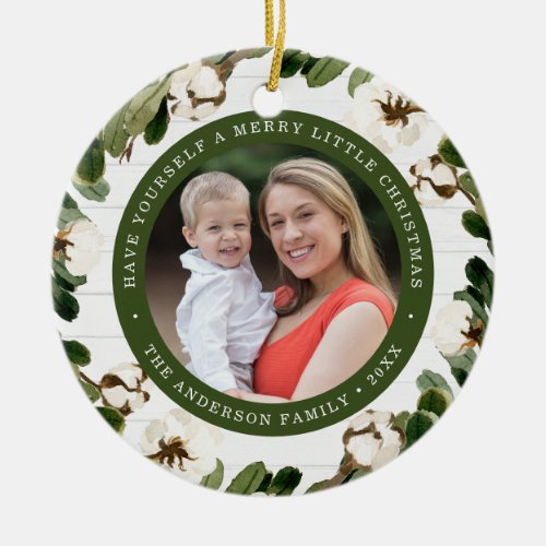 Southern Charm  Holiday Photo Ceramic Ornament