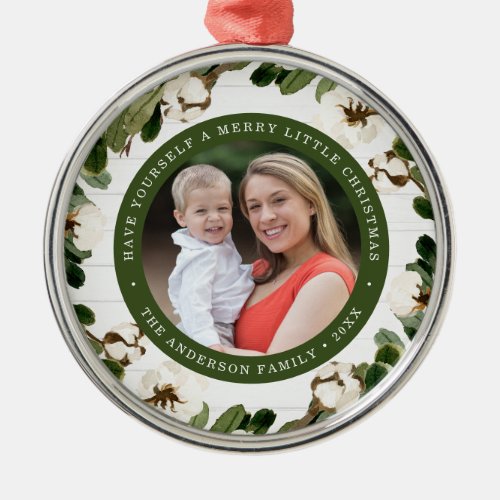 Southern Charm  Holiday Photo Metal Ornament