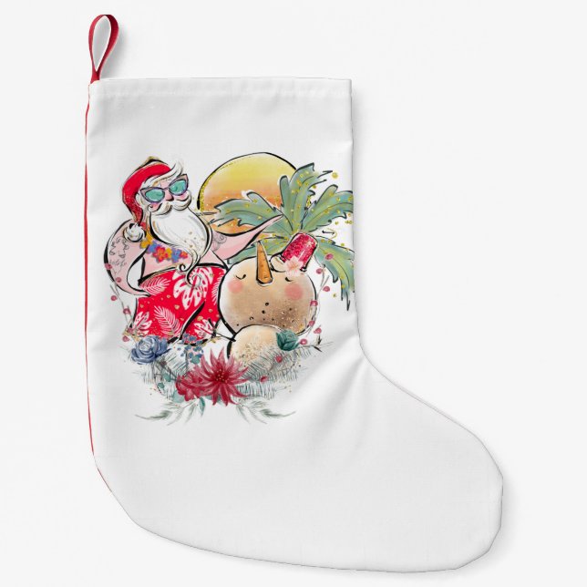 Southern Christmas | Hot Holly Jolly Santa Claus Small Christmas Stocking (Front)