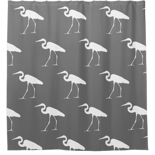 Southern Coastal White Egret & Gray Shower Curtain (Front)