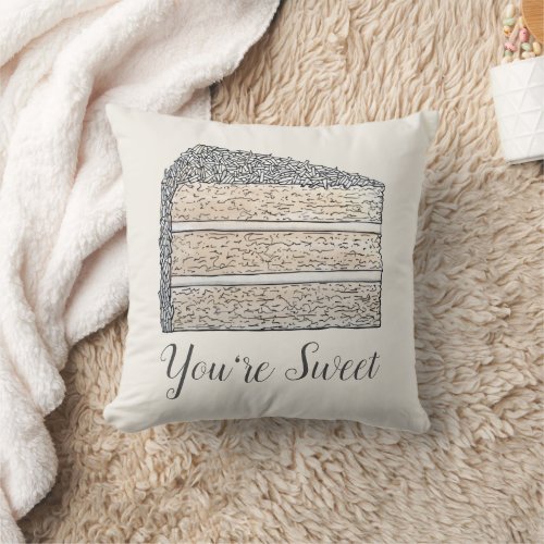 Southern Coconut Cake Slice Youre Sweet Foodie Throw Pillow