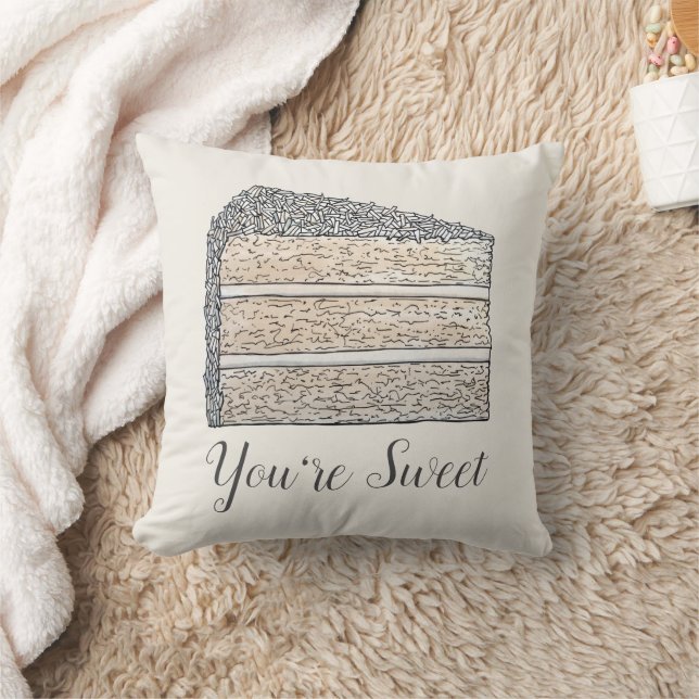 Southern Coconut Cake Slice You're Sweet Foodie Throw Pillow (Blanket)