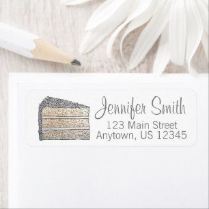 Southern Coconut Frosting Layer Cake Slice Dessert Label