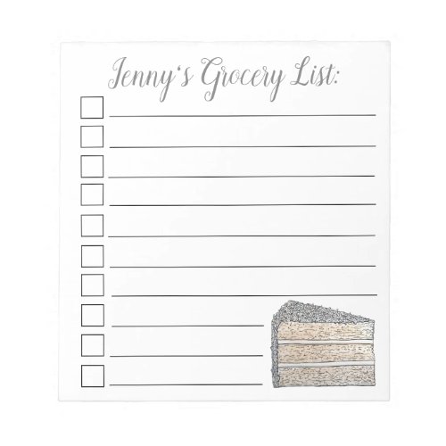 Southern Coconut Frosting Layer Cake Slice Dessert Notepad