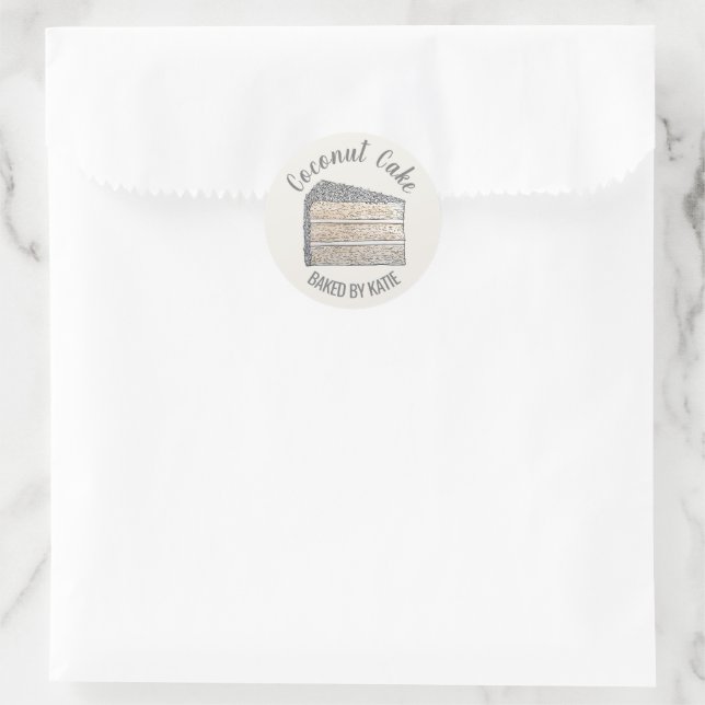Southern Coconut Layer Cake Baked By Homemade Classic Round Sticker (Bag)