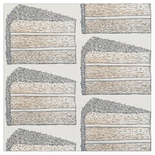 Southern Coconut Layer Cake Slice Piece Dessert Fabric