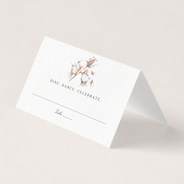 Southern Cotton Boll Wedding Escort Place Card (Front)