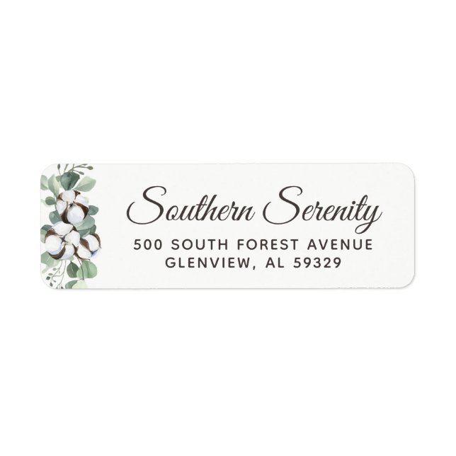 Southern Cotton & Botanical Minimalist Address Label (Front)