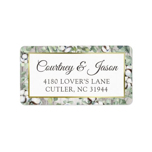Southern Country Cotton Boll Rustic Wood Address L Label