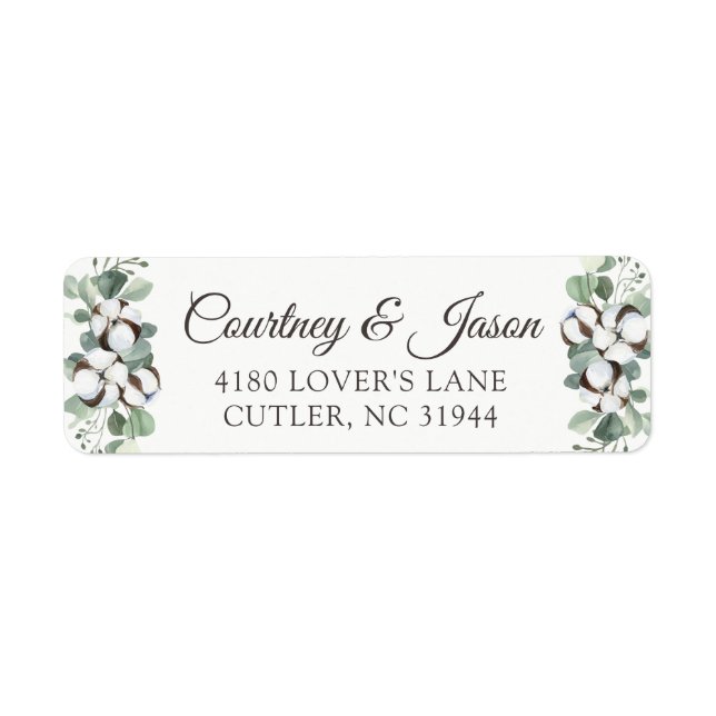 Southern Country Cotton Boll Rustic Wood Address L Label (Front)