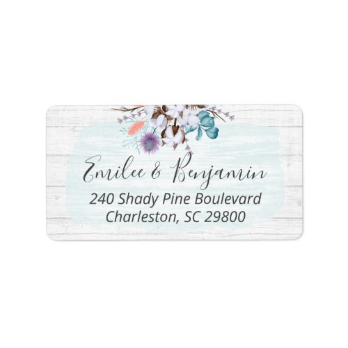 Southern Country Cotton Boll Rustic Wood Address Label