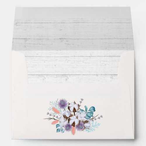 Southern Country Cotton Boll Wedding Invitation Envelope