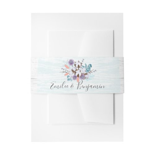 Southern Country Cotton Boll Wedding Invitation Invitation Belly Band