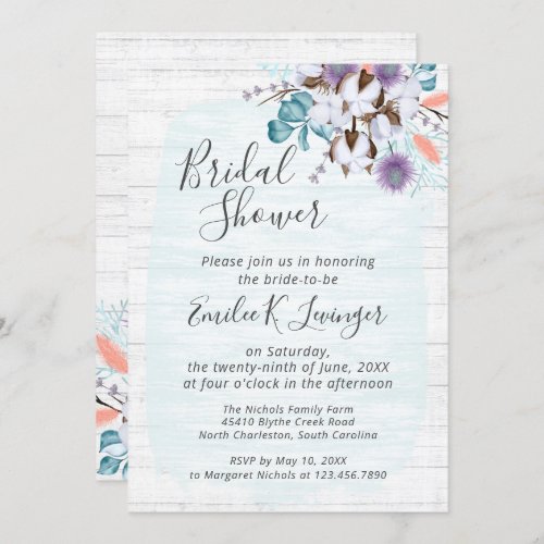 Southern Country Cotton Floral Bridal Shower Invitation