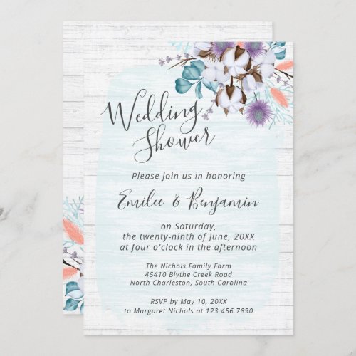 Southern Country Cotton Floral Wedding Shower Invitation