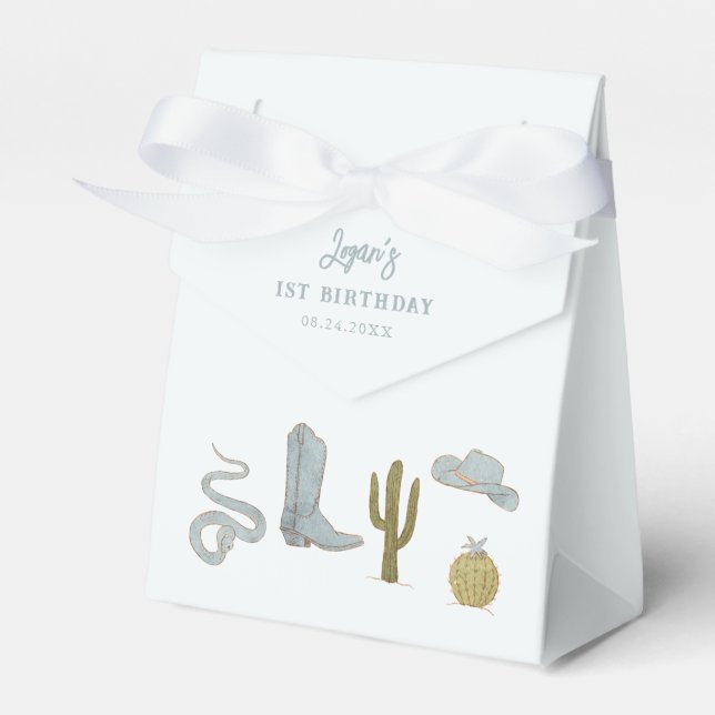 Southern Cowboy Birthday Party Favor Boxes (Front Side)
