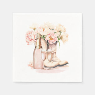 Southern Cowgirl Boots Peonies BRIDAL SHOWER Napkins
