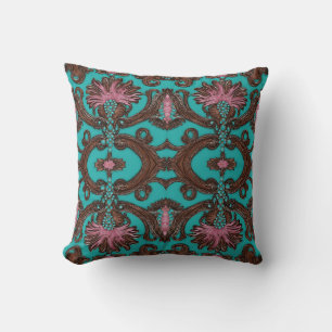Southern Cowgirl Pink Turquoise Western Country Throw Pillow