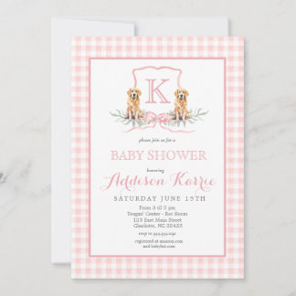 Southern dog Monogram Crest Baby Shower Invitation