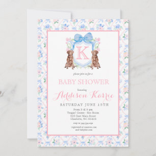 Southern dog Monogram Crest Baby Shower Invitation