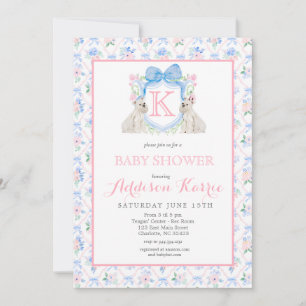 Southern dog Monogram Crest Baby Shower Invitation