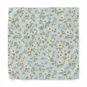 Southern Dogwood Blossom Pattern on Soft Blue Bandana