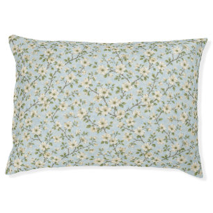 Southern Dogwood Blossom Pattern on Soft Blue Pet Bed