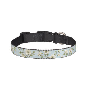 Southern Dogwood Blossom Pattern on Soft Blue Pet Collar