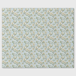 Southern Dogwood Blossom Pattern on Soft Blue Wrapping Paper