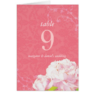 Southern Elegance Peony Wedding Table Number Card