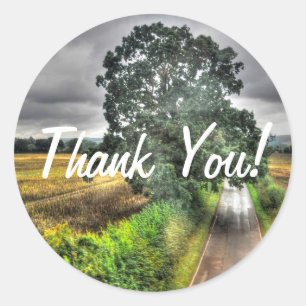 Southern England Country Road Thank You Classic Round Sticker
