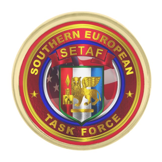Southern European Task Force (SETAF Gold Finish Lapel Pin (Front)