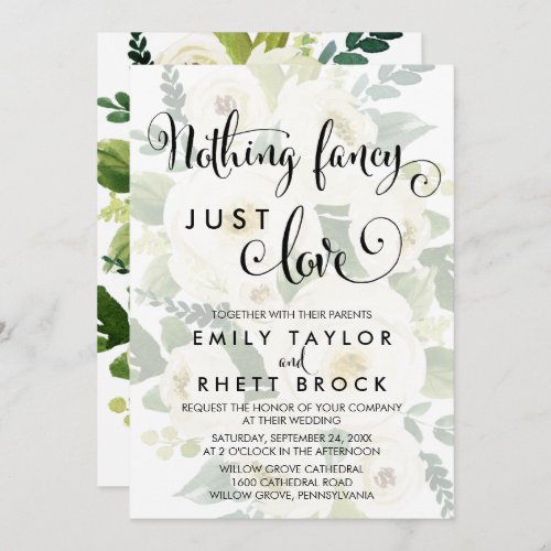 Southern  Faded Floral Nothing Fancy Just Love Invitation