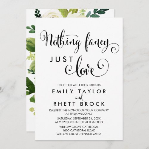 Southern  Floral Backing Nothing Fancy Just Love Invitation