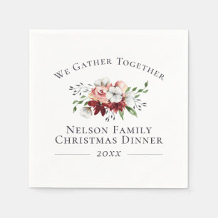 Southern Floral Cotton Christmas Dinner Serving Napkins